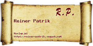 Reiner Patrik névjegykártya